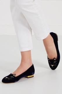 Бархатные балетки Kitty Flats Charlotte Olympia