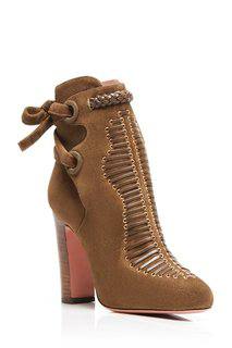 Коричневые ботильоны Aquazzura x Claudia Schiffer