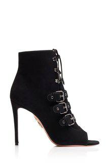 Замшевые ботильоны Aquazzura x Claudia Schiffer Vendome Bootie 105