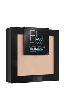 Пудра Maybelline New York "Fit Me", матирующая, скрывающая поры, оттенок 105, Натурально-бежевый, 9 г