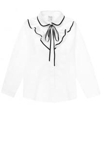Хлопковая блуза с оборками и контрастной отделкой Aletta