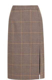 Шерстяная юбка-миди с высоким разрезом Markus Lupfer