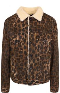 Утепленная джинсовая куртка с леопардовым принтом R13