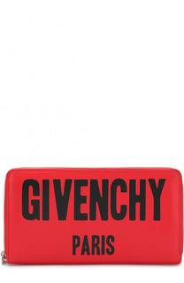 Кожаное портмоне на молнии с логотипом бренда Givenchy