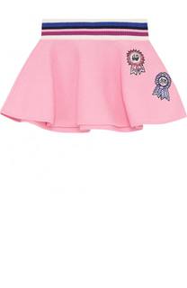 Хлопковая мини-юбка с аппликациями и широким эластичным поясом Juicy Couture