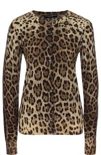 Шерстяной кардиган на пуговицах с леопардовым принтом Dolce &amp; Gabbana