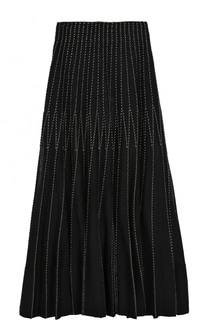 Шелковая плиссированная юбка-миди Alexander McQueen