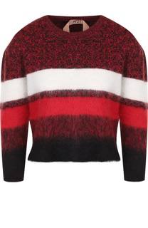 Шерстяной пуловер с круглым вырезом и укороченным рукавом No. 21