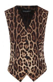 Приталенный жилет с леопардовым принтом Dolce &amp; Gabbana