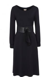 Приталенное платье-миди с широким поясом Armani Collezioni