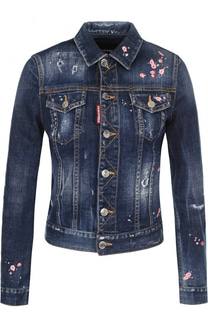 Джинсовая куртка с потертостями Dsquared2