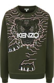 Хлопковый свитшот с контрастной вышивкой Kenzo