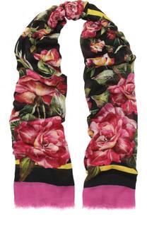 Шарф из смеси вискозы и шелка с цветочным принтом Dolce &amp; Gabbana