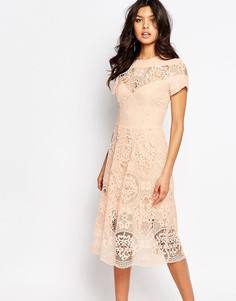 Кружевное платье миди River Island Premium - Розовый