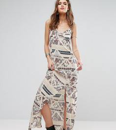 Платье макси с принтом и кружевной накладкой Glamorous Tall - Мульти