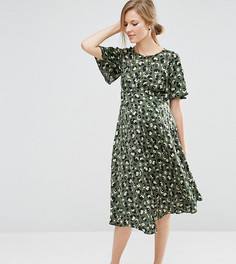 Чайное платье миди со звериным принтом ASOS Maternity - Мульти