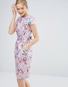 Платье миди с завязкой сзади и короткими рукавами Closet - Мульти