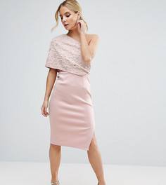 Платье-футляр миди на одно плечо ASOS PETITE - Розовый
