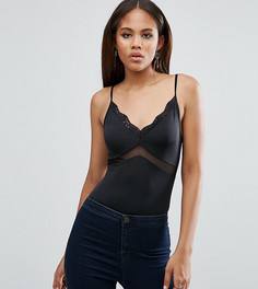 Боди с кружевом и сеткой ASOS TALL - Черный