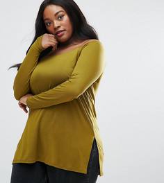 Свободный топ с открытыми плечами и разрезами по бокам ASOS CURVE - Зеленый