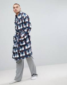 Флисовый халат в клетку с шалевым воротником ASOS - Красный