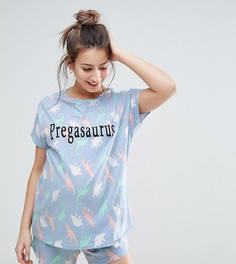 Пижамный комплект для беременных с футболкой и шортами ASOS Maternity Pregosaurus - Синий