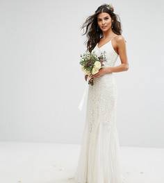 Платье макси с отделкой Amelia Rose Bridal - Белый