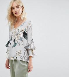 Топ с оборками на рукавах и цветочным принтом River Island Petite - Мульти