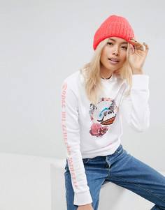 Пушистая шапка-бини крупной вязки ASOS - Оранжевый
