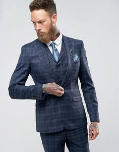 Синий супероблегающий пиджак в клетку Rudie - Синий