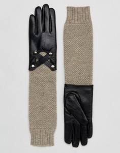 Кожаные перчатки с вязаными манжетами Barneys - Черный Barneys Originals