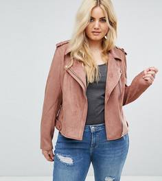 Байкерская куртка из искусственной замши River Island Plus - Розовый