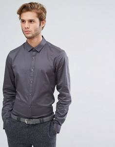 Темно-серая узкая сатиновая рубашка ASOS - Серый