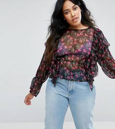 Блузка с длинными рукавами и оборками Rage Plus - Мульти