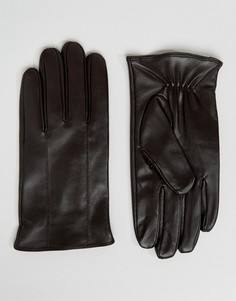 Коричневые кожаные перчатки Barneys - Коричневый Barneys Originals