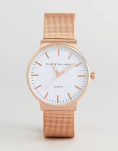Золотисто-розовые круглые часы с белым циферблатом Christin Lars - Золотой