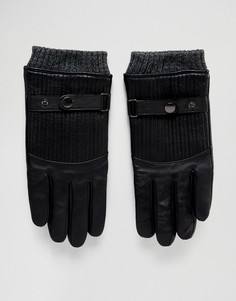 Стеганые кожаные перчатки Boardmans - Черный