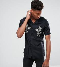 Рубашка из вискозы классического кроя с отложным воротником ASOS TALL - Черный