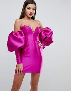Платье мини с глубоким вырезом ASOS RED CARPET - Розовый
