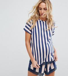 Пижамный комплект в полоску с шортами ASOS Maternity - Мульти