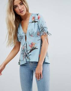 Блузка с цветочным принтом и завязками ASOS - Мульти