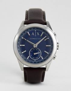 Гибридные смарт-часы со светло-коричневым кожаным ремешком Armani Exchange Connected AXT1010 - Рыжий