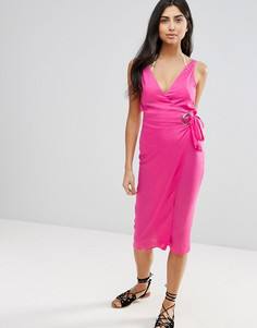 Пляжное платье миди с люверсами и завязками по бокам ASOS - Розовый