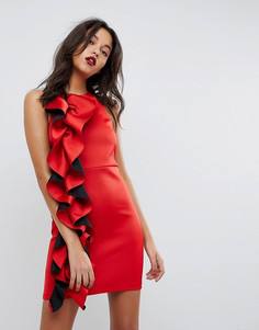 Облегающее платье мини с оборкой сбоку River Island - Красный