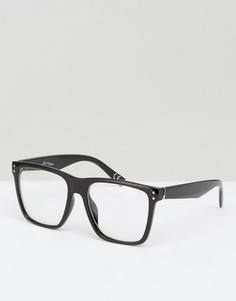 Черные квадратные очки с прозрачными стеклами Jeepers Peepers - Черный