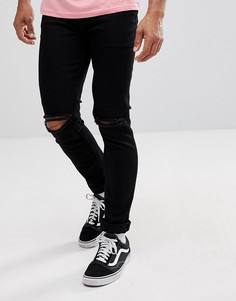 Черные джинсы скинни с рваными коленями ASOS - Черный