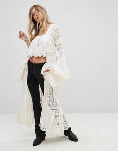 Кружевное кимоно макси Free People - Белый