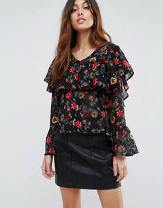 Блузка с цветочным принтом и оборкой Influence - Мульти