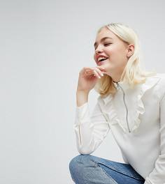 Блузка на молнии с оборками спереди Monki - Кремовый