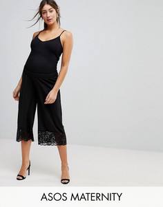 Кюлоты из крепа с кружевной отделкой ASOS MATERNITY - Черный